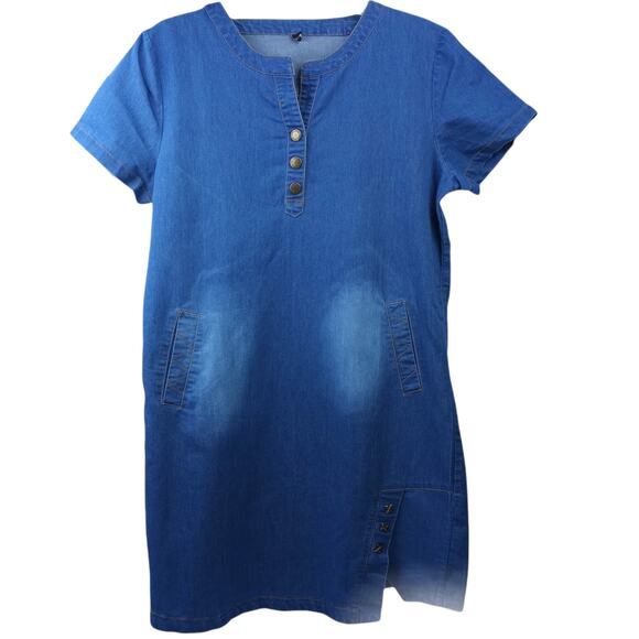 WESTERN STYLE ~ DENIM MINI DRESS ~ M/L - Picture 1 of 7